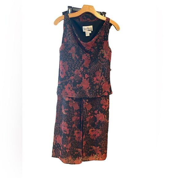 Sheri Martin Sz 8P Red Vintage 2 Piece Floral Evening Cocktail Wedding Pantsuit - Picture 1 of 9